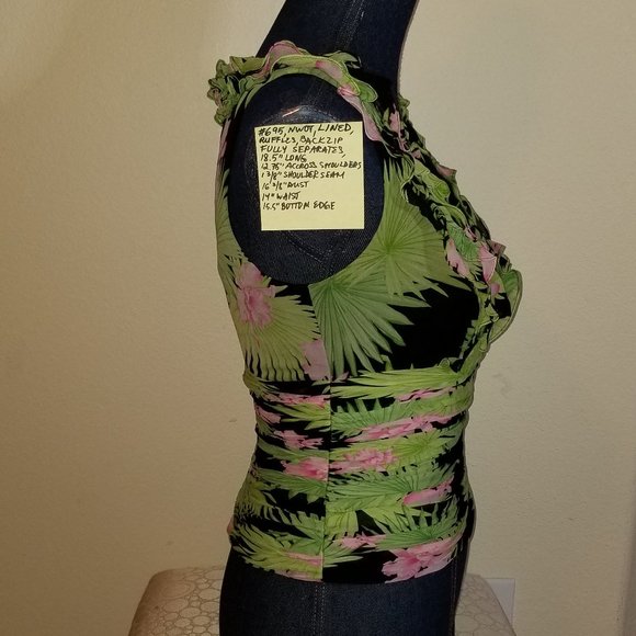 #695 NWOT Kay Unger New York Ruffled Silk Top 4 - Picture 5 of 12